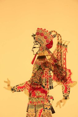 Çin gölge kuklası, fotoğrafa yaklaş.