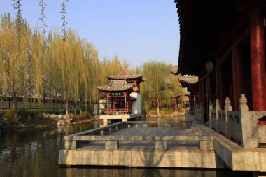 Geleneksel Çin mimarisinin manzarası