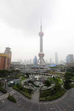 Şangay - 30 Mayıs 2018 Şangay Lujiazui CBD Sahnesi, Şangay, Çin