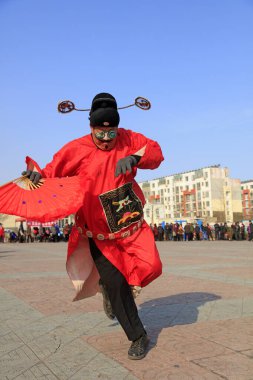 Luannan County - 24 Şubat 2018: Yangge Dans Performansı, Luannan County, Hebei Eyaleti, Çin