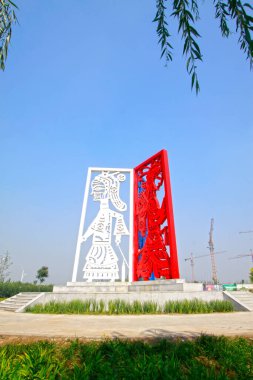 LUANNAN COUNTY - 18 Eylül: karakter Çin geleneksel heykeli 18 Eylül 2014, Luannan ilçesi, Hebei Eyaleti, Çin