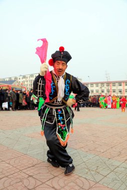Luannan County - 7 Şubat 2017: Çinli Yangko performansı, Luannan County, Hebei Eyaleti, Chin