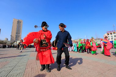 Luannan County - 24 Şubat 2018: Yangge Dans Performansı, Luannan County, Hebei Eyaleti, Çin
