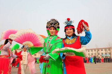 Luannan County - 27 Şubat 2018: Yangge Dans Performansı, Luannan County, Hebei Eyaleti, Çin