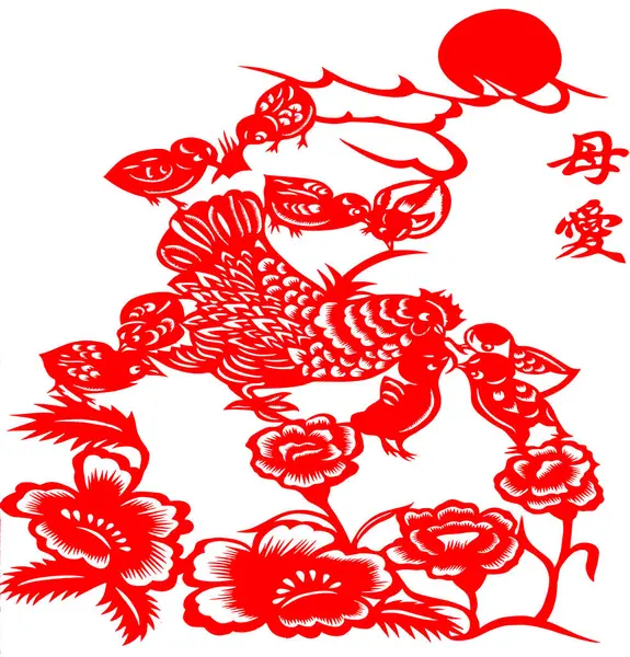traditional Chinese paper-cut works, closeup of photo
