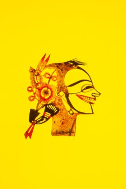 Çin gölge kuklası, fotoğrafa yaklaş.