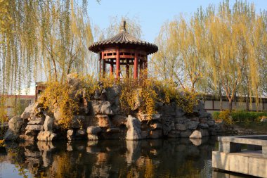 Geleneksel Çin mimarisinin manzarası
