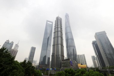 Şangay - 30 Mayıs 2018: Şangay Lujiazui CBD Sahnesi, Şangay, Chin