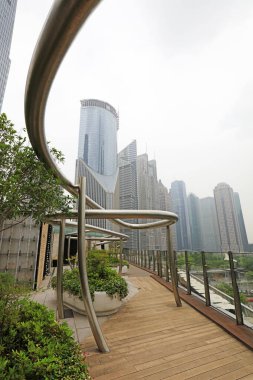 Şangay - 30 Mayıs 2018: Şangay Lujiazui CBD Sahne Cam Binası, Şangay, Chin