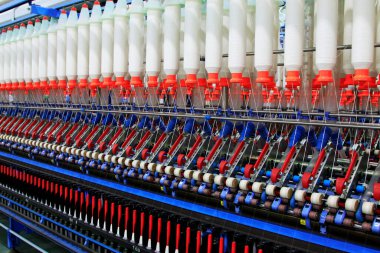 Tekstil ürünleri üretim hattında, fotoğraflara yakın çekim