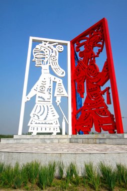 LUANNAN COUNTY - 18 Eylül: karakter Çin geleneksel heykeli 18 Eylül 2014, Luannan ilçesi, Hebei Eyaleti, Çin