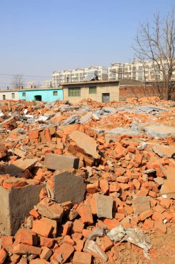 Broken walls, closeup of photo