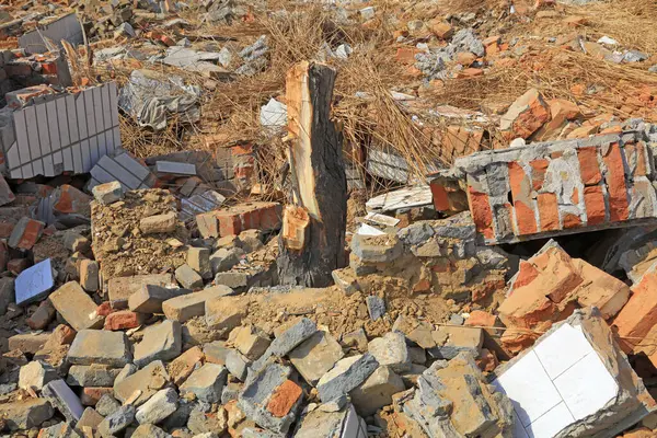 Crushed concrete blocks, closeup of photo