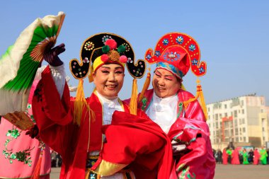 Luannan County - 23 Şubat 2018: Yangge Dans Performansı, Luannan County, Hebei Eyaleti, Çin