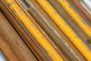oxidation rusty metal pipe, closeup of photo