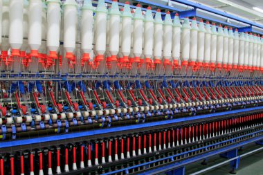 Tekstil ürünleri üretim hattında, fotoğraflara yakın çekim