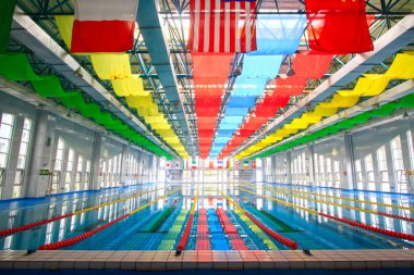LUANNAN COUNTY - 23 AĞUSTOS: Bir okulda natatorium iç yapısı, 23 Ağustos 2014, Luannan County, Hebei Eyaleti, Çin