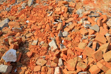 Crushed concrete blocks, closeup of photo