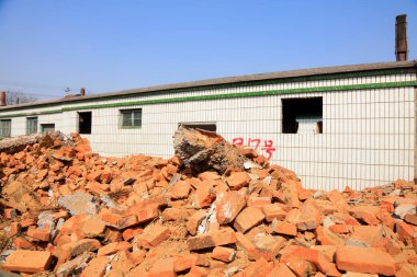 Broken walls, closeup of photo