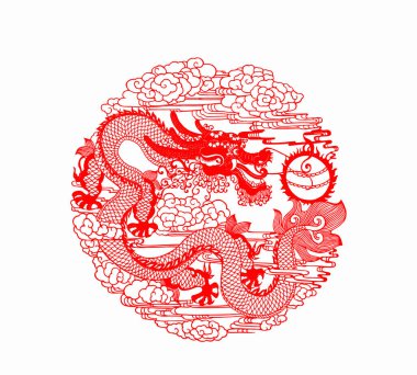 traditional Chinese paper-cut works, closeup of photo