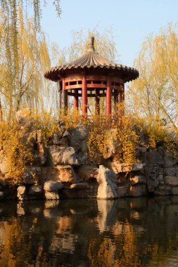 Geleneksel Çin mimarisinin manzarası