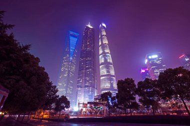 Şangay - 29 Mayıs 2018 Şangay Lujiazui CBD gece manzarası, Şangay, Çin