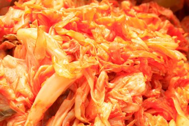 Geleneksel Çin turşusu, lahana turşusu, yakın plan fotoğraf.