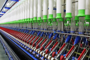 Tekstil ürünleri üretim hattında, fotoğraflara yakın çekim