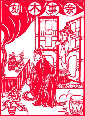 traditional Chinese paper-cut works, closeup of photo