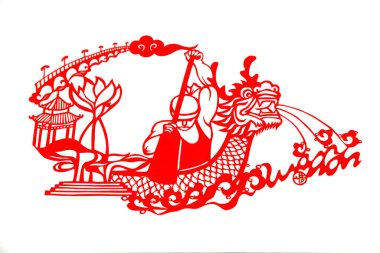 traditional Chinese paper-cut works, closeup of photo