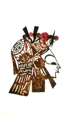 Çin gölge kuklası, fotoğrafa yaklaş.