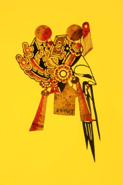 Çin gölge kuklası, fotoğrafa yaklaş.