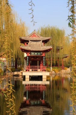 Geleneksel Çin mimarisinin manzarası