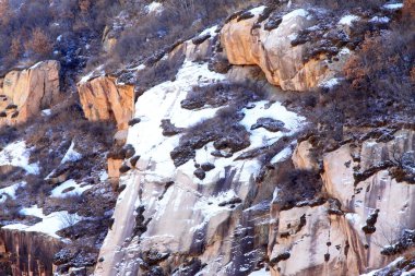 Kışın dağ manzarası, QingLong, hebei bölgesi, Çin. 