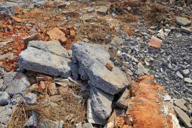 Crushed concrete blocks, closeup of photo