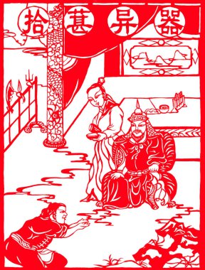 traditional Chinese paper-cut works, closeup of photo