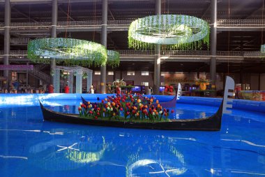 Tangshan - 5 Şubat 2017: Tangshan City, Hebei, Çin 'deki kapalı alan parkında yolcu gemisi modeli