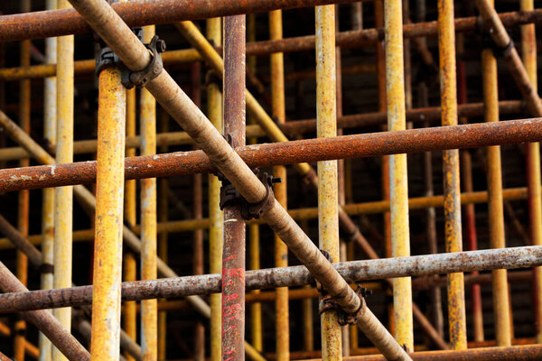 Scaffolding steel pipe at a construction sit
