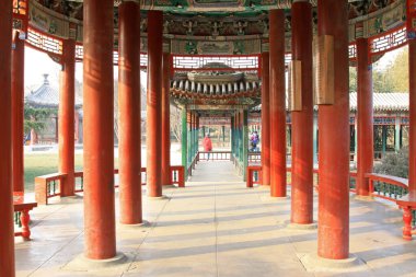 BEIJING - 17 HAZİRAN Wan Shou Pavyonu Cennet Parkı tapınağında manzara inşa ediyor, 17 Ocak 2014, Pekin, Çin.