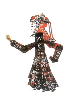 TANGSHAN ŞEHRİ - 22 AĞUSTOS: 22 Ağustos 2014 'te Tangshan City, Hebei Eyaleti, Çin' deki bir dükkanda beyaz arka planda gölge oyunları sahneleri