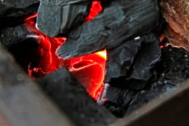 Yazıcı kömürleri, bilgisayar tarafından oluşturulan resimler, fotoğrafa yakın çekim 