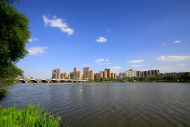 Şehrin güzel manzarası, fotoğrafa yakın çekim.