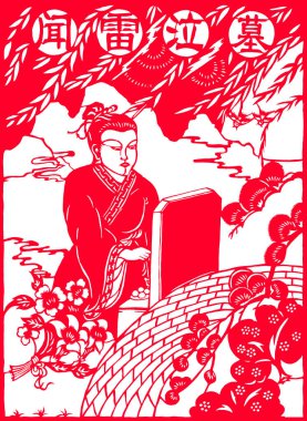 traditional Chinese paper-cut works, closeup of photo