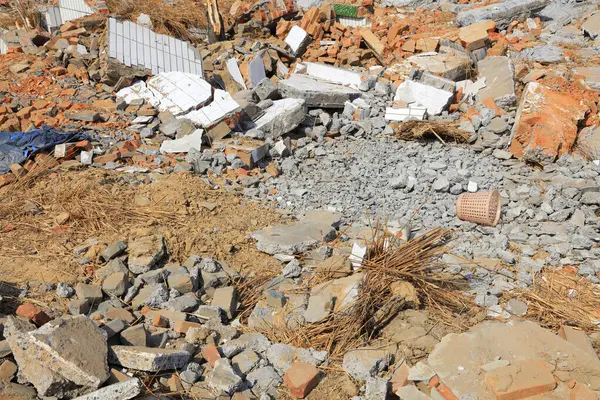Crushed concrete blocks, closeup of photo