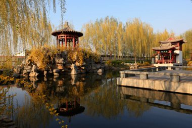 Geleneksel Çin mimarisinin manzarası