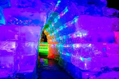 Parktaki buz heykeli, Tangshan City, Çin