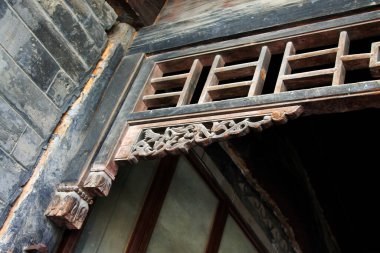 traditional Chinese style wooden lattice Windows, closeup of photo