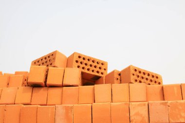 kırmızı boş tuğla, yakın plan fotoğraf.