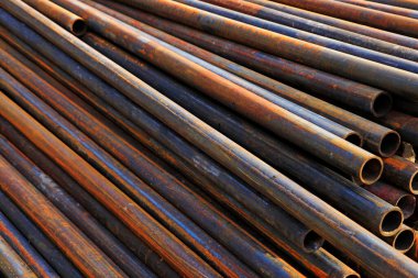 Oksitlenme paslı çelik boru, yakın plan fotoğraf.