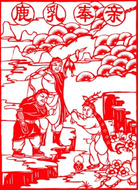 traditional Chinese paper-cut works, closeup of photo